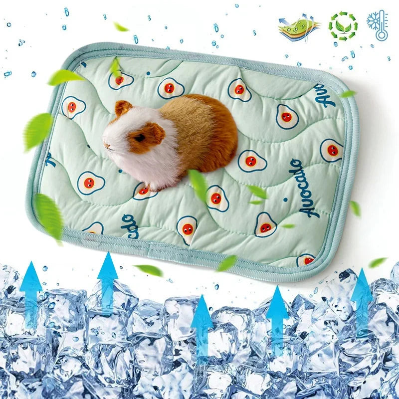Hamster Kennel Mat Small Pet Cooler Mat Summer Ice Silk Cool Feeling Pet Mat Guinea Pig Chinchilla Rabbit Small Pet Cooling Mat