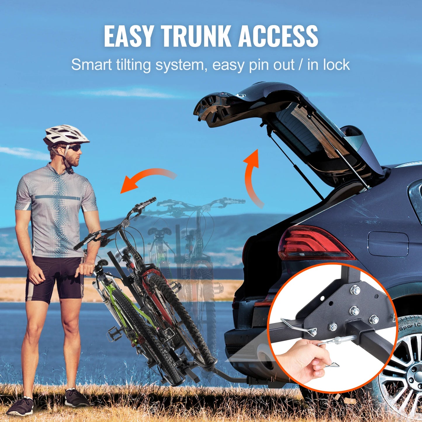 SucceBuy Hitch Mount Bike Rack 2-Bike Platform Style 160 LBS Bike Rack Hitch Titling and Folding Bike Carrier for Car
