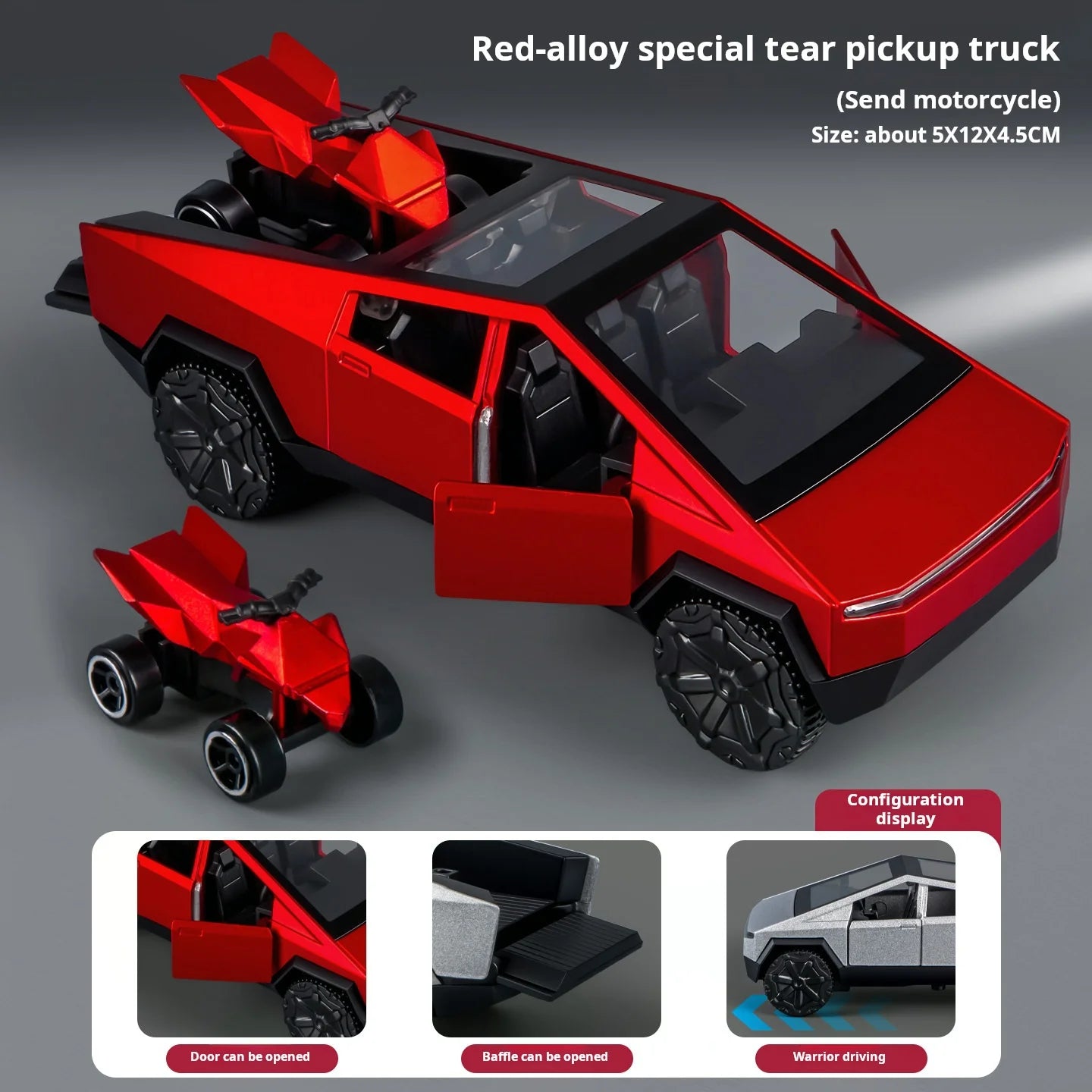 1:36 Cybertruck Toys Off Road Vehicle Die Cast Model Car Beach Motorcycle Hobby Collectible Birthday Gift For Boy