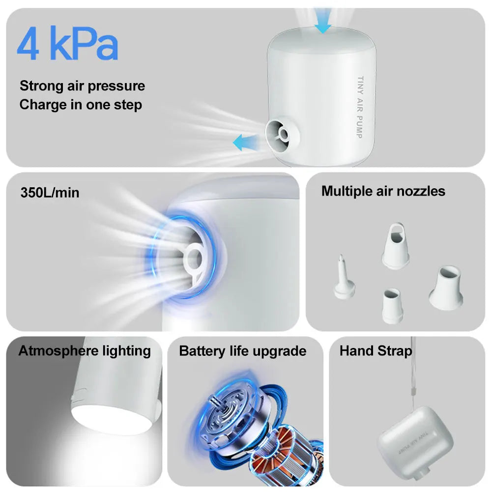 Electric Air Pump Portable Wireless Air Compressor Inflator/Deflator Pumps For Inflatable Cushions Air Beds Boat Swimming Ring