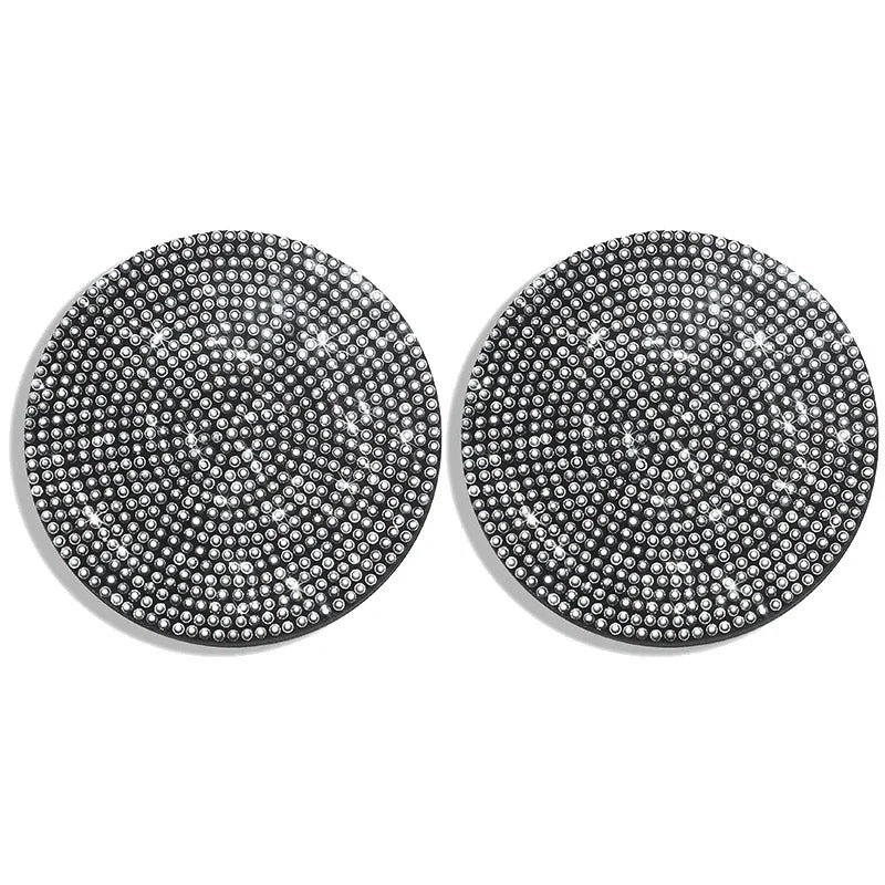 2pcs Bling Creative Auto Car Accessories For Woman Rhinestone Anti Slip Universal Cup Holder Diamond Car Coaster