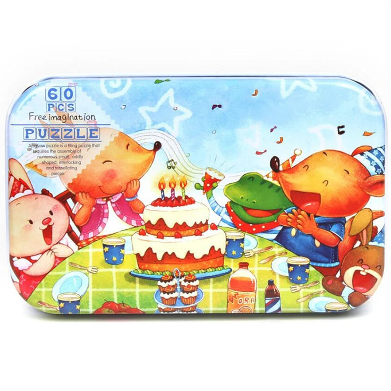 1pc 60piece Jigsaw Puzzle for Kids Educational Toys Children Cartoon Animal Puzzles Intellectual Development Montessori Games