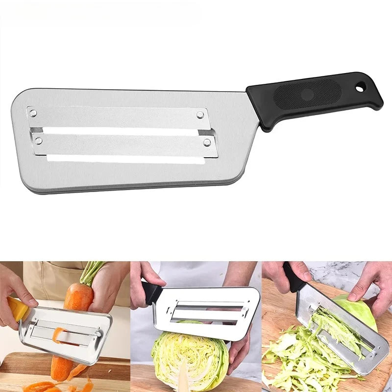 Stainless Steel Double Blade Cabbage Manual Slicer Multifunctional Cabbage Slicer with Handle Manual Vegetable Chopper