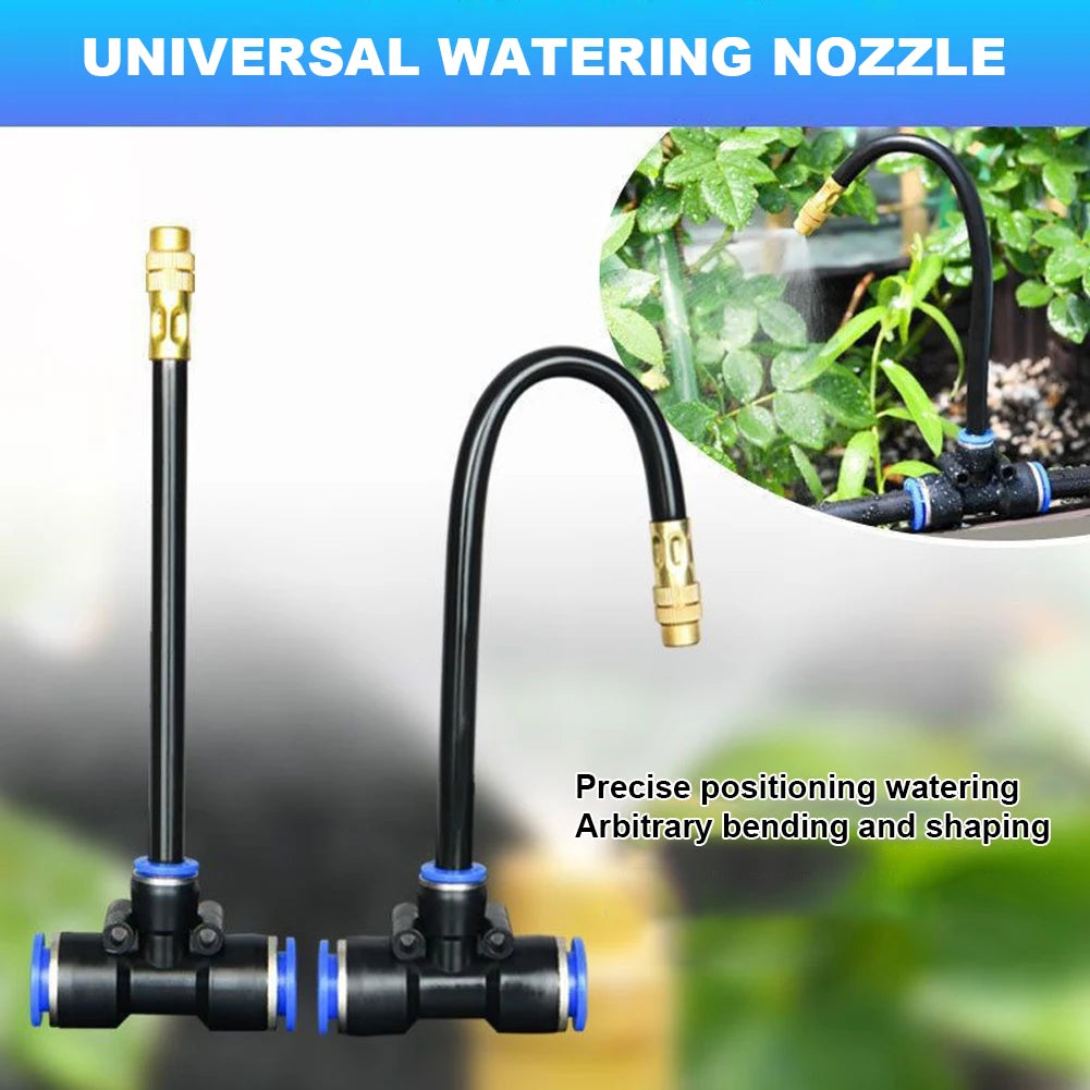 5M/10M Atomization Sprinkler with 20cm Rotating Copper Nozzle Balcony Rainforest Sprayer Adjustable 360 Degree Bend for Garden