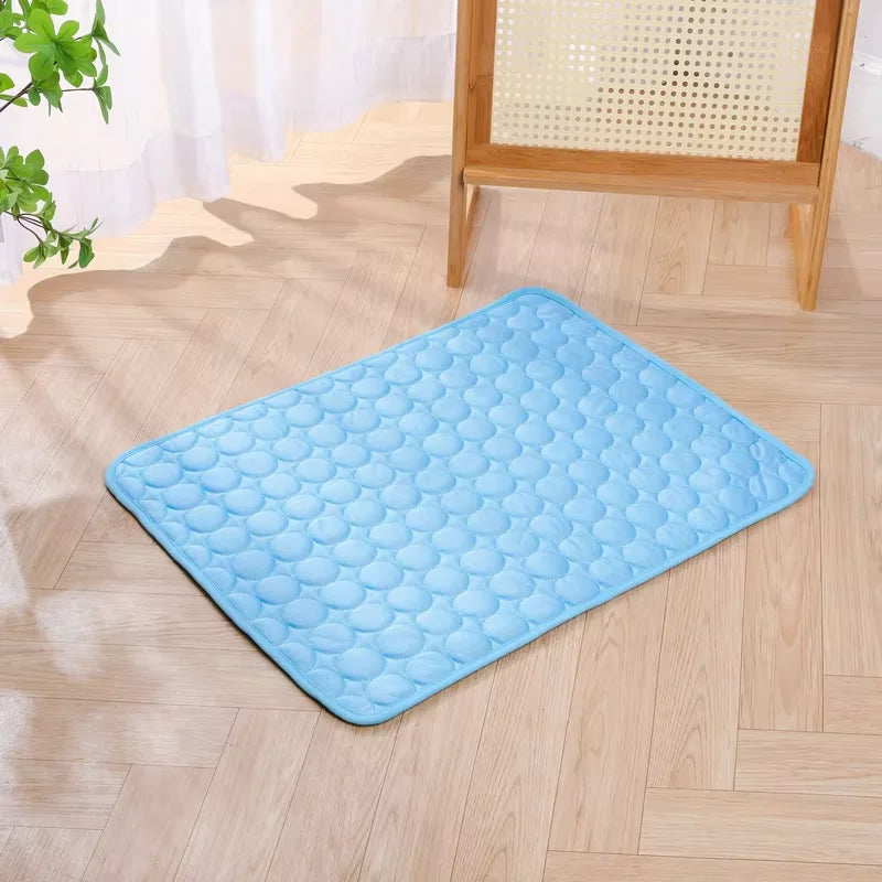 Ice Silk Pet Cooling Mat Anti Slip Breathable Washable Summer Cool Pad Heat Dissipation Sleeping Mat for Dogs Cats Kennel Use