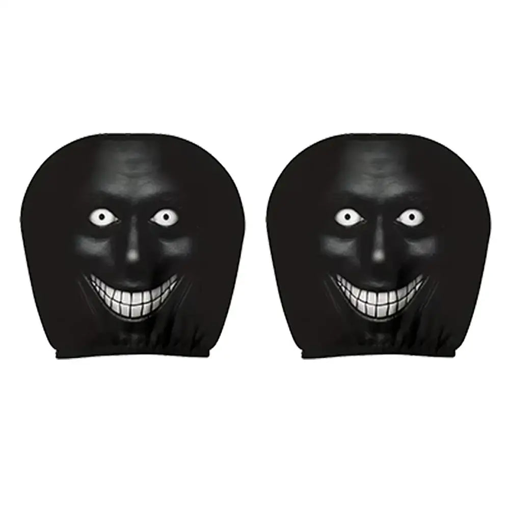 2/4PCS Creepy Face Car Headrest Covers Universal Dark Mystery Portrait Print Elastic Headrest Covers Halloween Style Car Gadgets