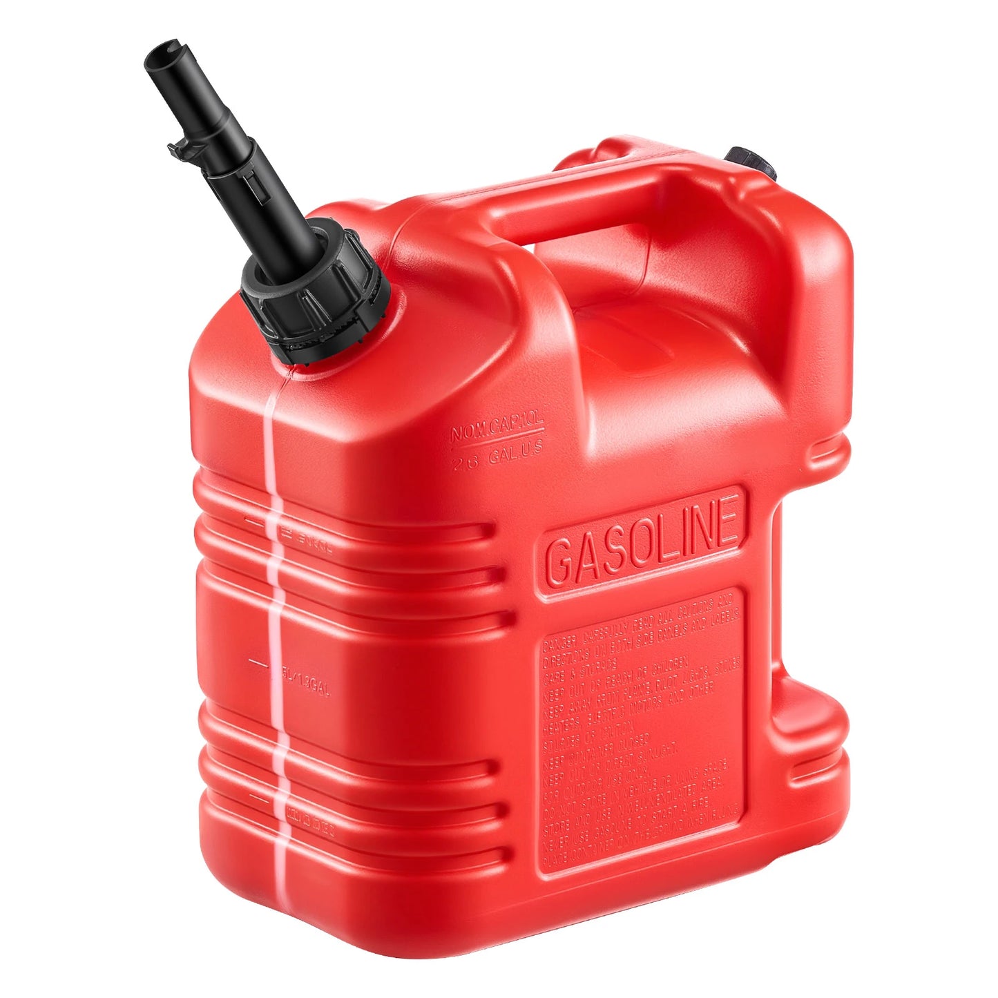SucceBuy Fuel Container 2.5 Gallon Gas Tank with Spout & Clear Scale 15 L/min Max Flow Rate for Most Cars Motorcycle Red 1 Pack