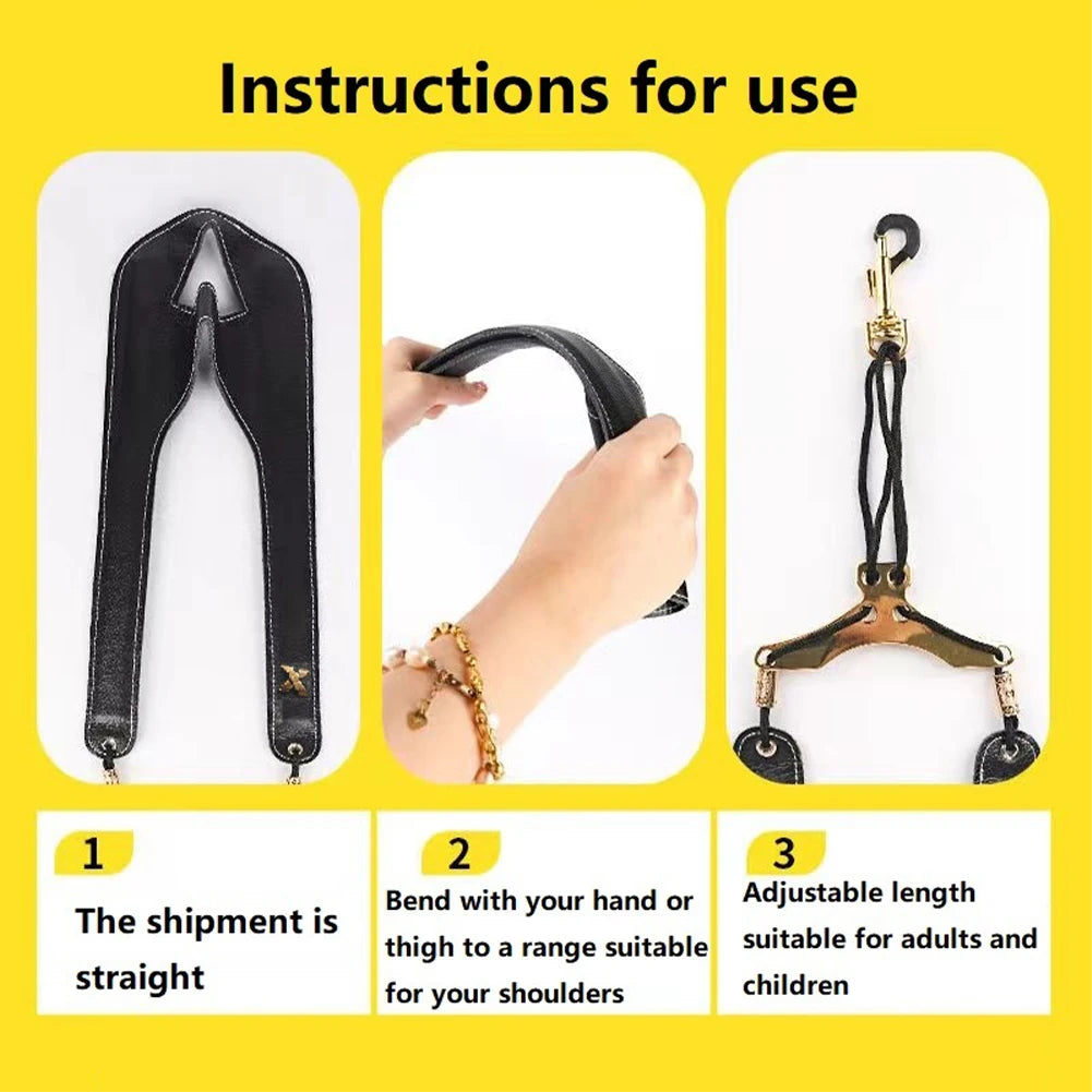 Leather Saxophone Lanyard Saxophone Shoulder Strap Length Adjustable Double Shoulder Harness Strap for Sax Bass Tenor Alto
