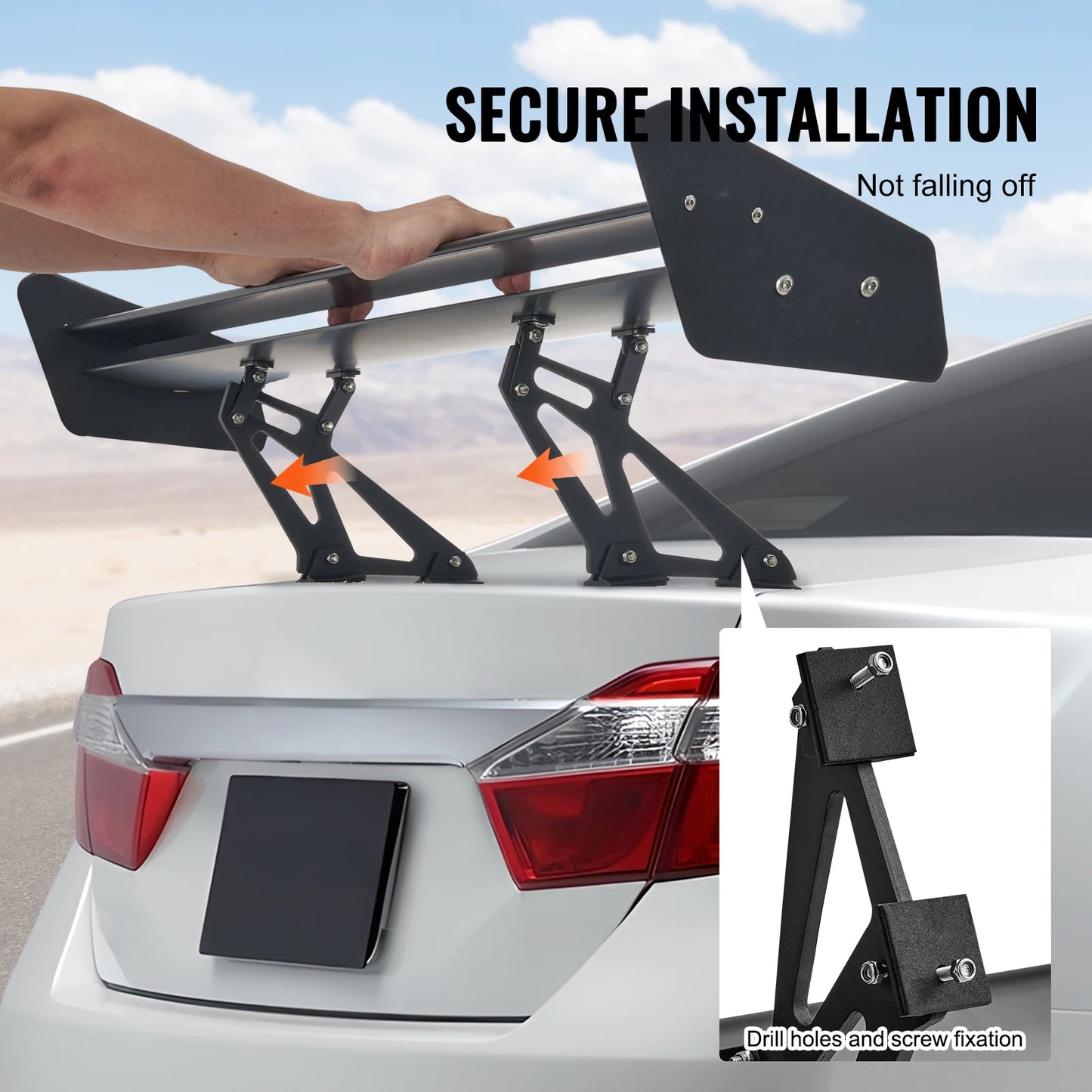 SucceBuy GT Wing Car Spoiler 53.1 inch Universal Spoiler with Double Deck Car Rear Spoiler Wing, Racing Spoiler BGW/JDM Drift