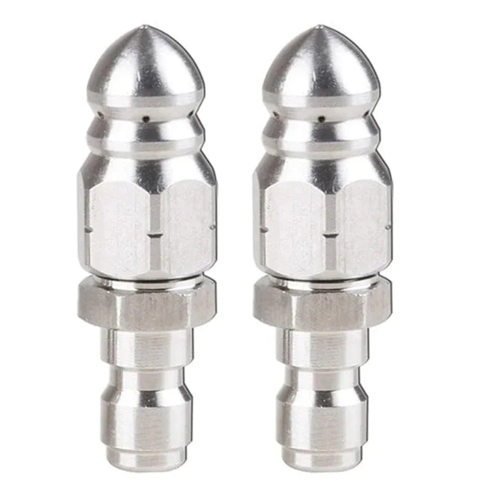 2 PCS Pressure Washer Sewer Jetter Nozzle Stainless Steel 1/4inch Sewer Jetting Nozzle Sewer Jet Hose Nozzle for Heavy Dirty