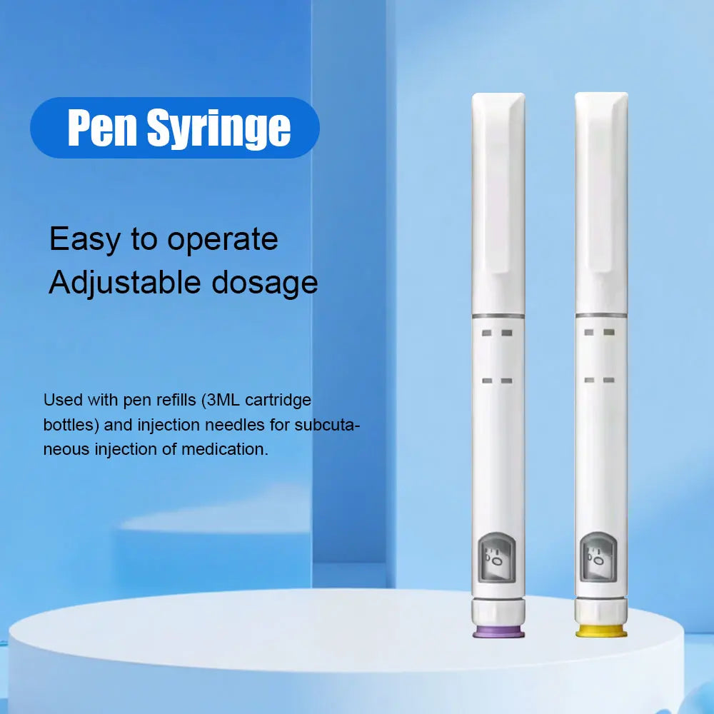 Disposable Sterile Injection Pen Insulin Injection Pen Adjustable Growth Hormone Dose 60U with 3ml Cartridges & 32G 4mm Pen Tip