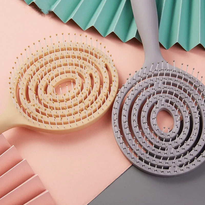 Hollow massage comb Multicolor Hollow Circular Hair Brush - Scalp Massage & Detangling Comb for Smooth Hair Styling