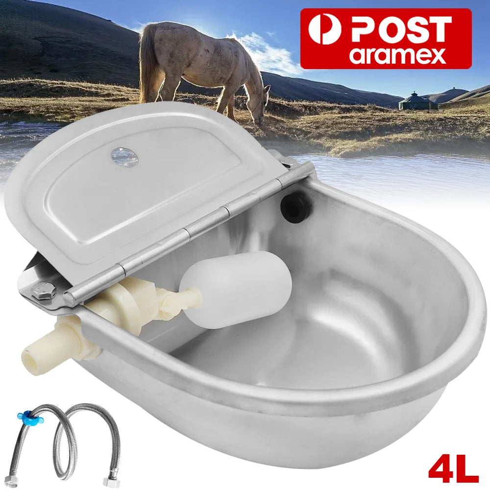 Stainless Pipe Water Trough Bowl Auto Drinking For Dog Horse Chicken Auto Fill
