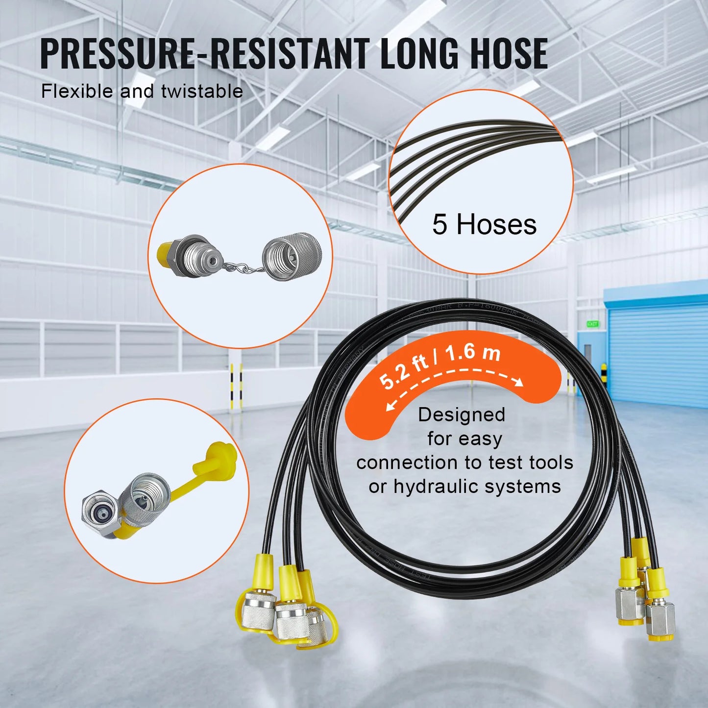 SucceBuy Hydraulic Pressure Test Kits Excavator Hydraulic Test Gauge Sets with Carrying Case for Excavator Tractor Machinery