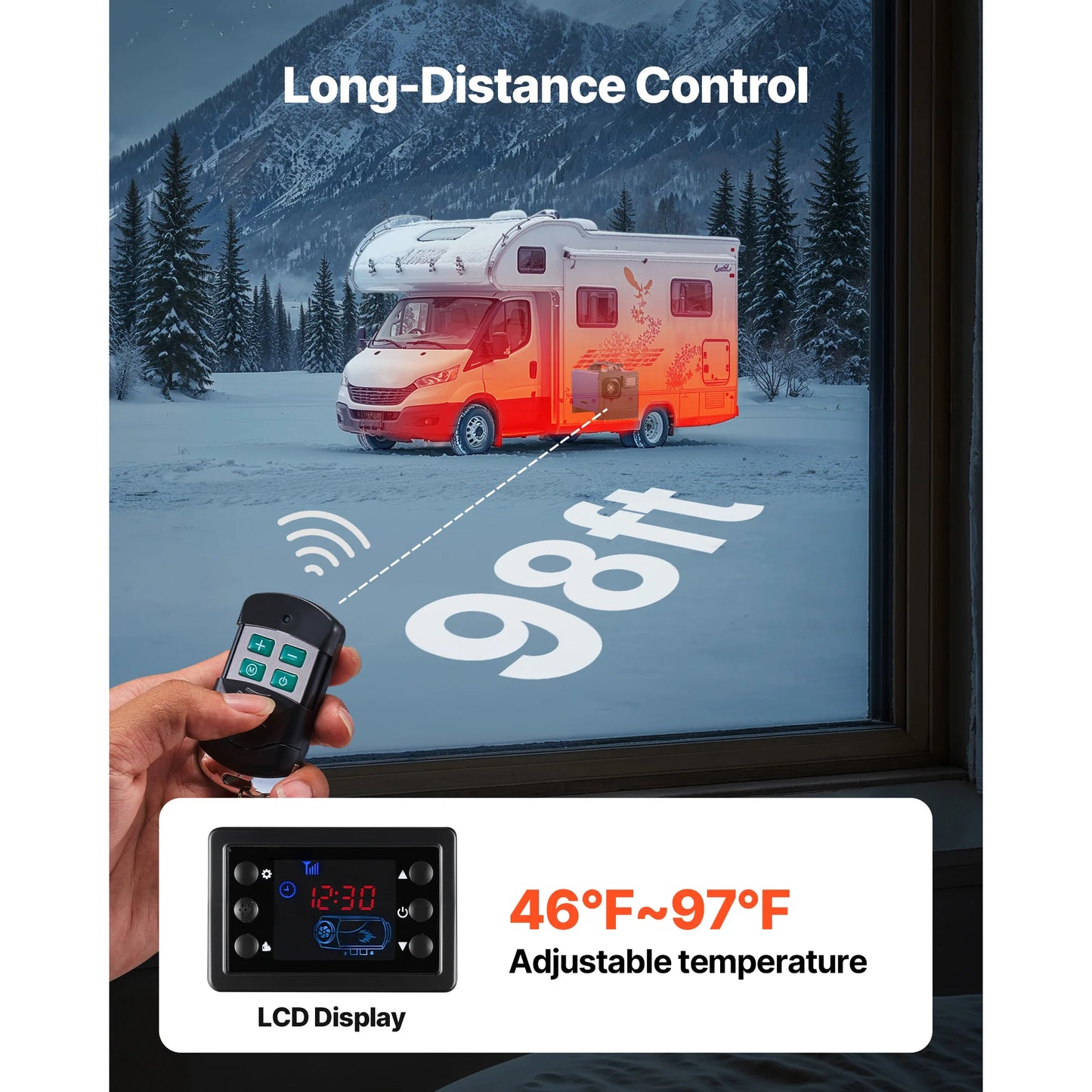 SucceBuy Diesel Heater 8KW DC 12V/24V All in One Portable Diesel Air Heater w/ Remote Control LCD Display Fast Heating Low Noise
