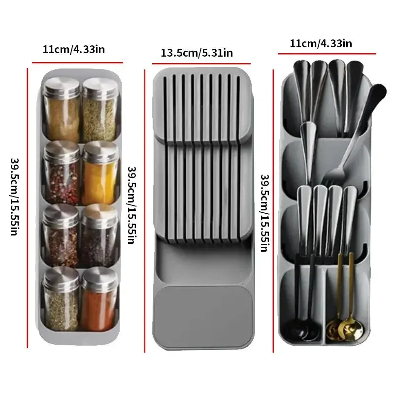 Knife Storage Box Kitchen Drawer Cutlery Storage Tray Knife Holder Organizer Knife Block Rack Storage and Drawer Organizer