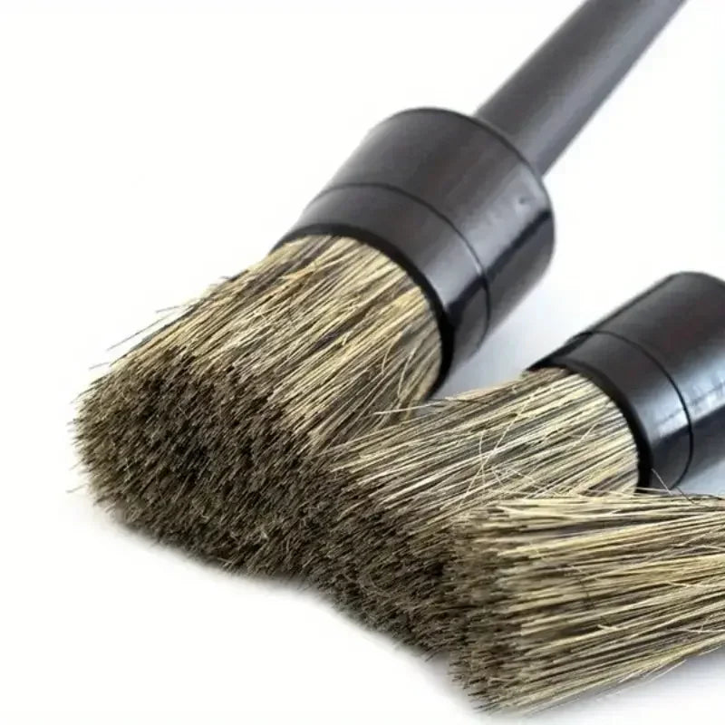 3pcs Car Exterior Interior Detail Brush Boar Hair Bristle Brushes for Car Cleaning Auto Detail Tools Dashboard Cleaning Brush