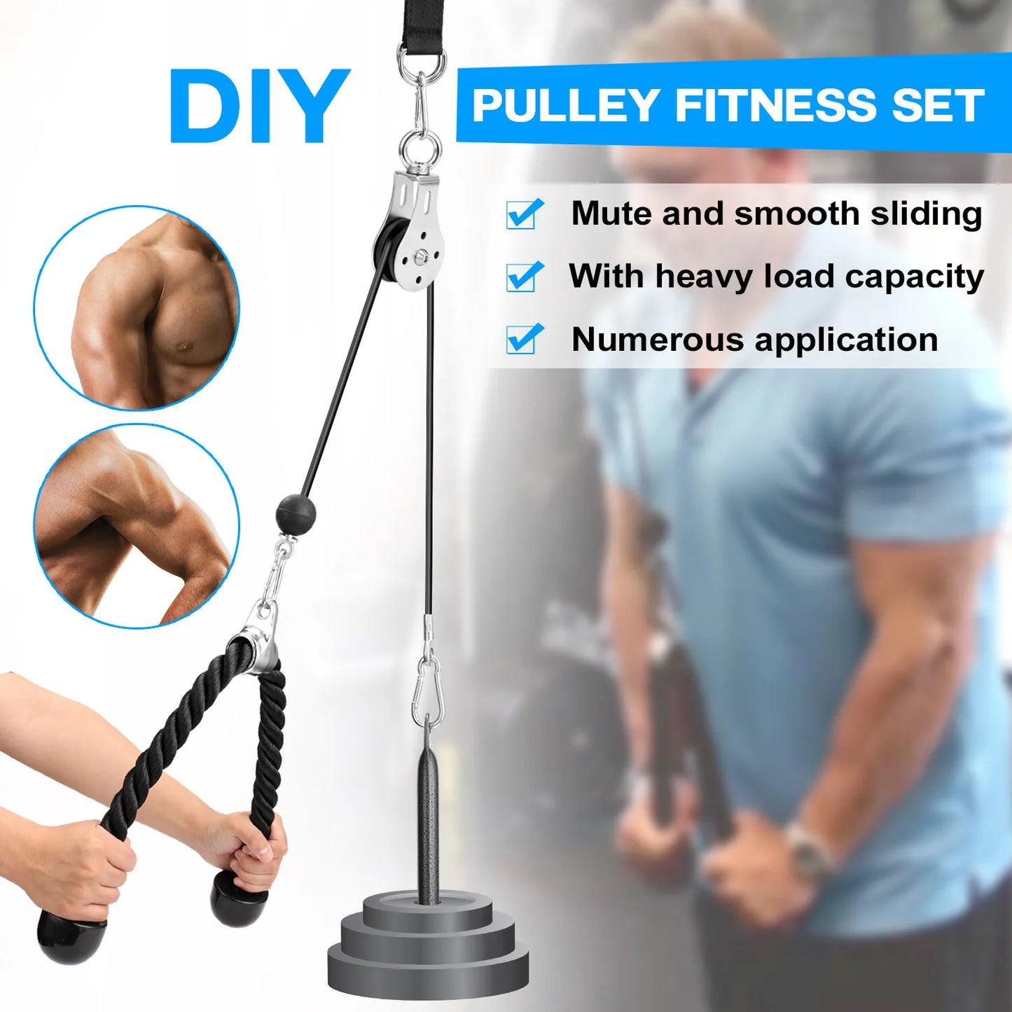 Pulley System Cable Attachment Pull Down Machine DIY Home Gym Workout Kit AU