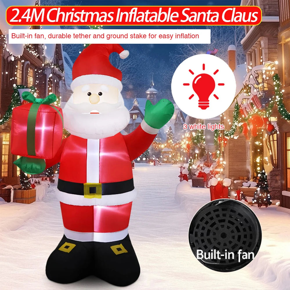 2.4M Blow Up Santa Claus Weatherproof Airblow Inflatable Santa Claus Inflatable Xmas Santa Claus for Yard Garden Lawn Home Party