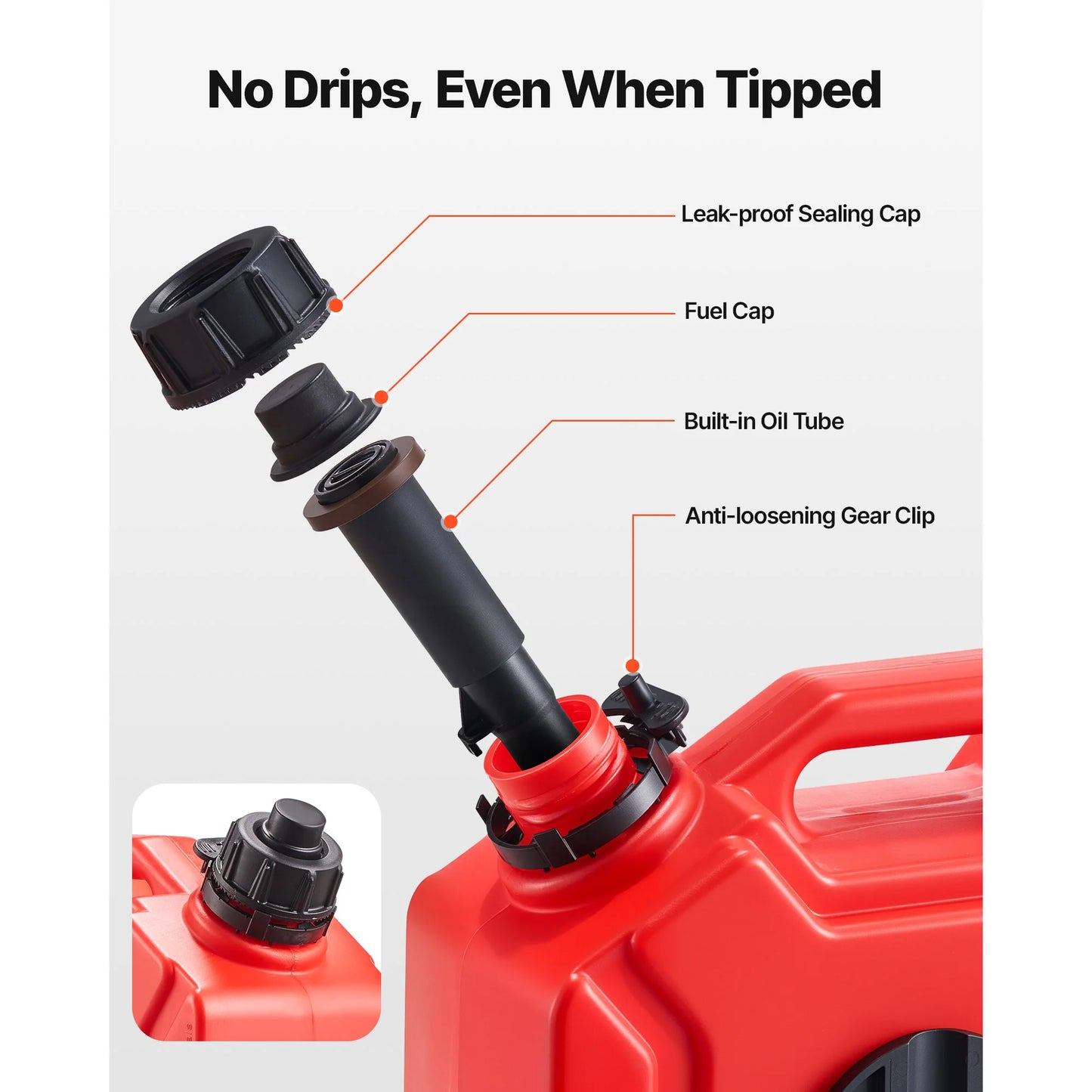 SucceBuy Fuel Container 1.3 Gal Secure Leak-proof Portable 15 L/min Max Flow Rate with Spout and Lockable Bracket for Most Cars