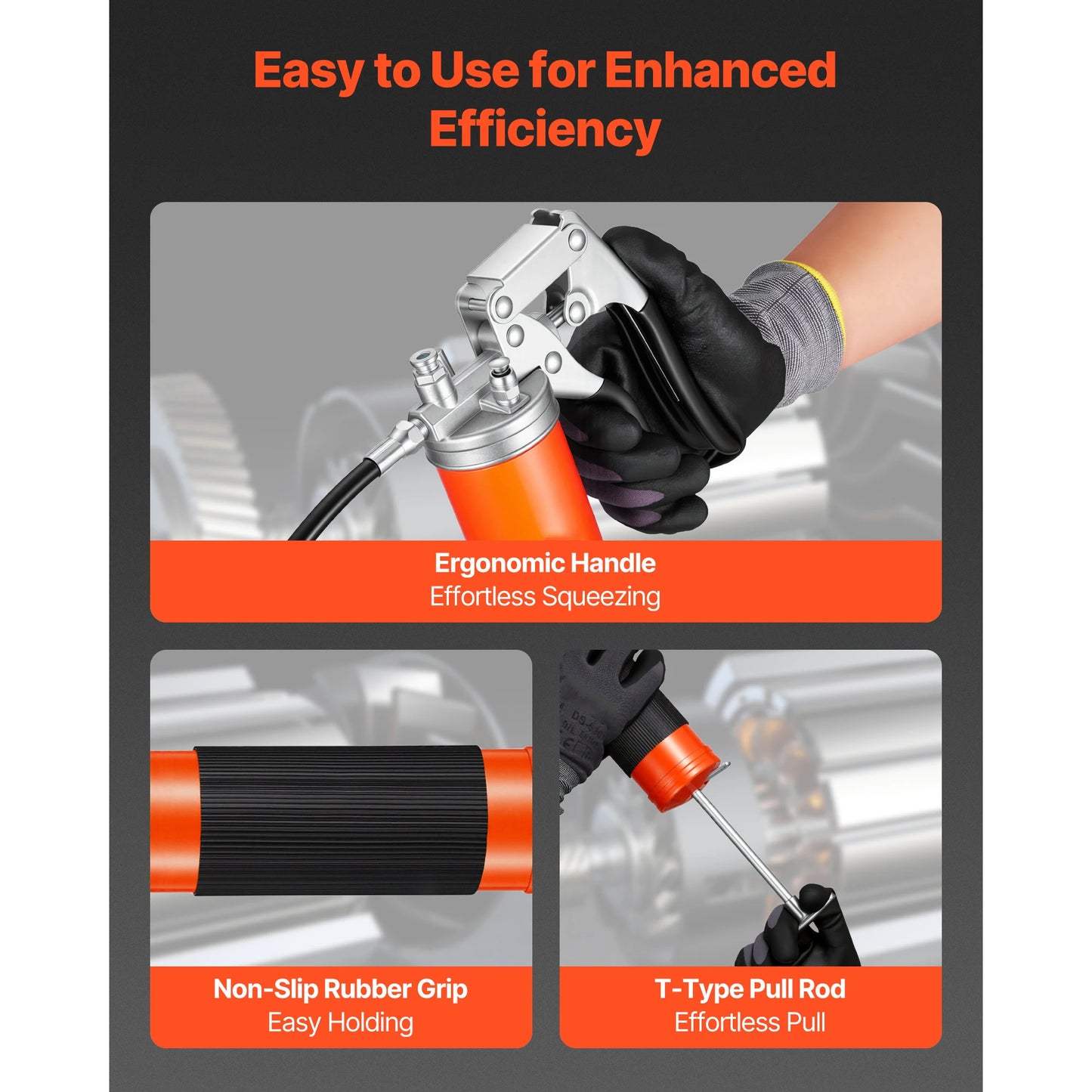 SucceBuy 8000 PSI Grease Gun High Pressure Pistol Grip Grease Gun Kit with 18in Flex Hose & Extension Rigid Pipe for Automotive