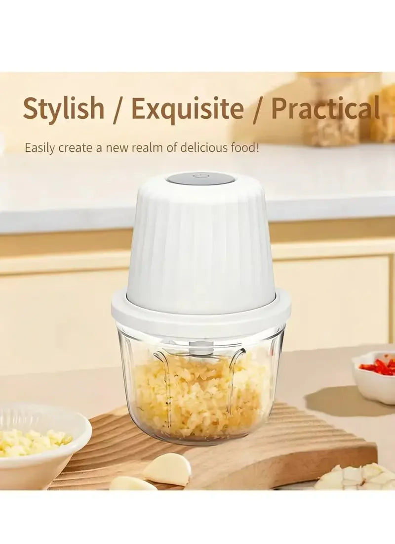 Portable Electric Garlic Mincer 400ML with 6 Blades - USB Charging Mini Vegetable Chopper for Home Cooking & Picnics