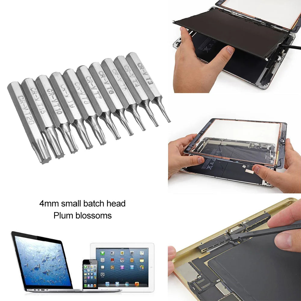 10pcs Torx Screwdriver Bits Set Professional 4mm Plum Blossoms Repair Bit Hand Tool Accessories for Repairing Mobile Computer