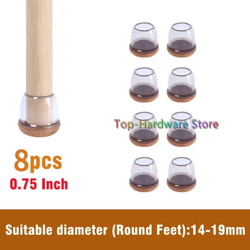 8Pcs TPE Silicone Chair Leg Floor Protectors with Felt,Chair Leg Caps,Furniture Leg Feet Protection Cover Protect Hardwood Floor