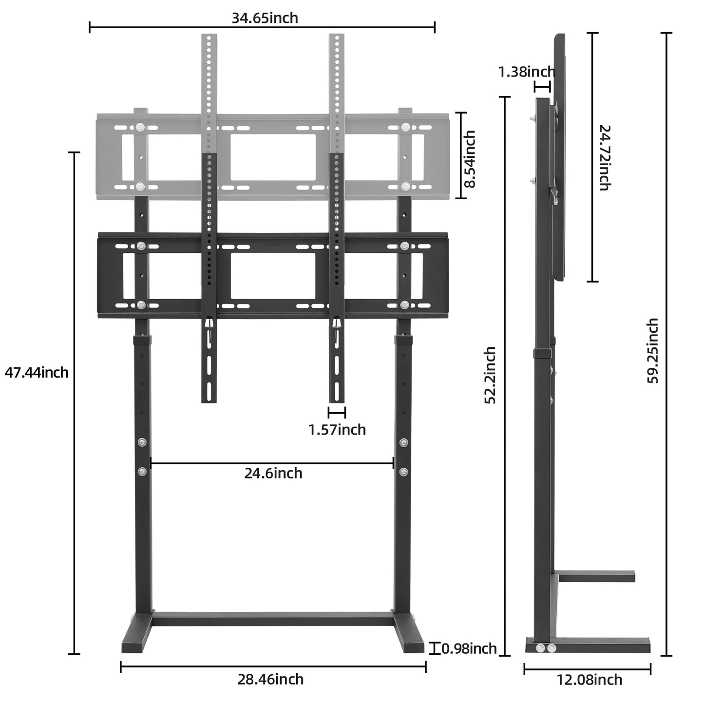Heavy Duty TV Floor Stand Mount Adjustable Heights Free Standing for 32-100 Inches