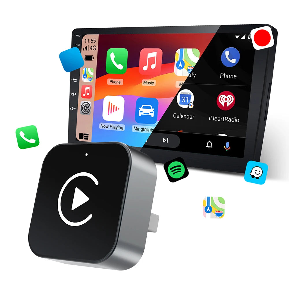 2 in 1 Wireless CarPlay Android Auto Adapter Carplay AI Box Auto Connect Wireless CarPlay Adapter for Factory Wired CarPlay Cars