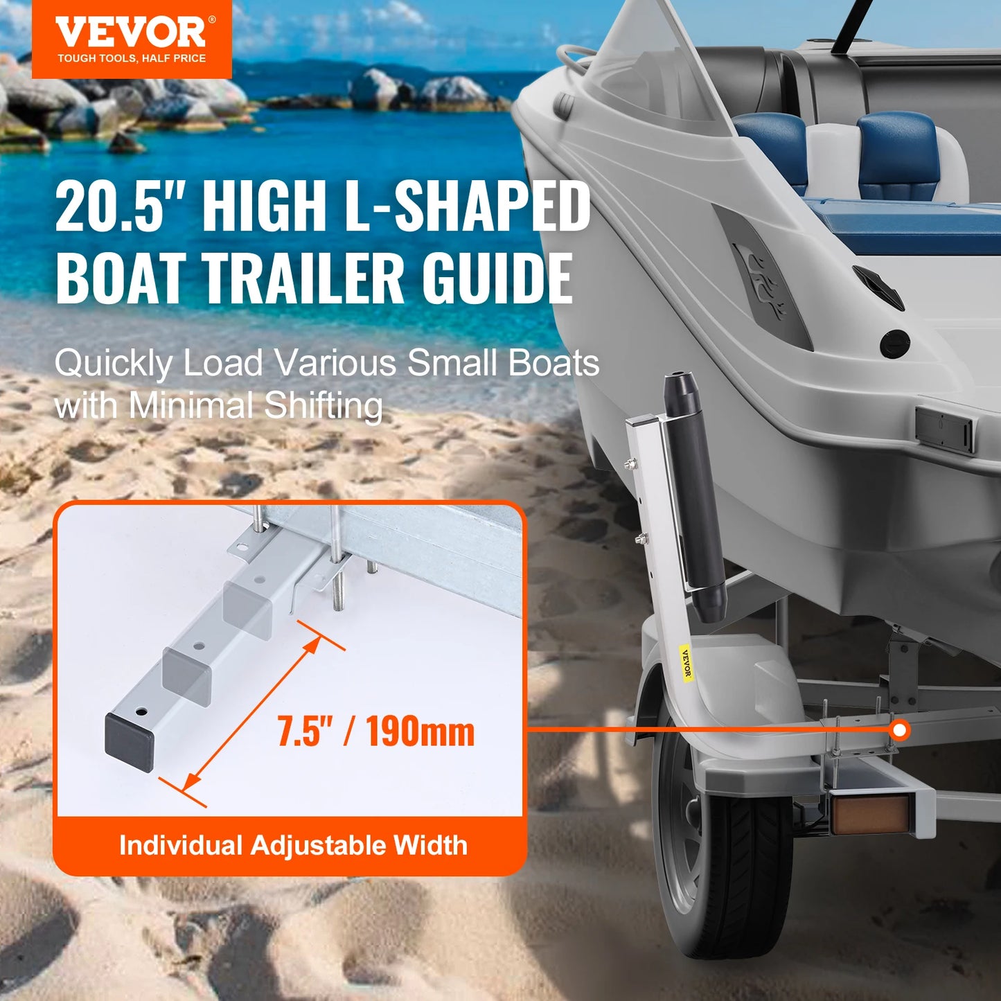 SucceBuy Boat Trailer Guide Adjustable Guide Poles 2PCSRustproof Galvanized Steel Trailer Guide for SkiBoat or Sailboat Trailer