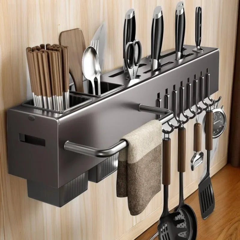 Thiened Kitchen Knife Ra Wall Mounted Chopstis Tube Storage Multi-Function Carbon Steel Kitchen Storage Organizer