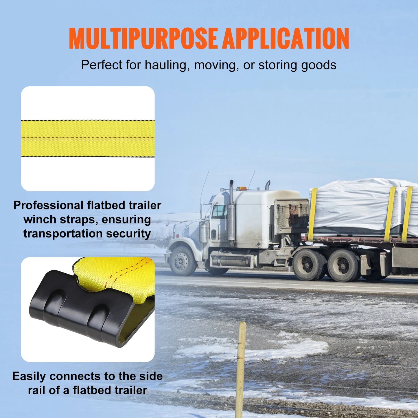 SucceBuy 10Pack Winch Straps Truck Straps with Flat Hook Flatbed Tie Downs Cargo Control for Trailers Farms Rescues Tree Saver