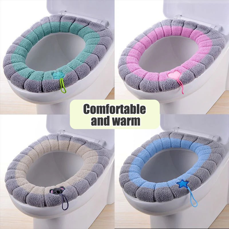 1pcs Thicker Bathroom Toilet Seat Cover Pads Soft Comfortable Toilet Seat Cushion Cover Stretchable Toilet Seat Warmer Easy Inst