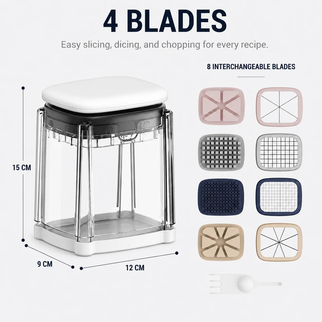 Multifunctional Vegetable Chopper Potato Chipper With 4 Blades Press Down Onion Cutter For Fast Salad Cooking Preparation