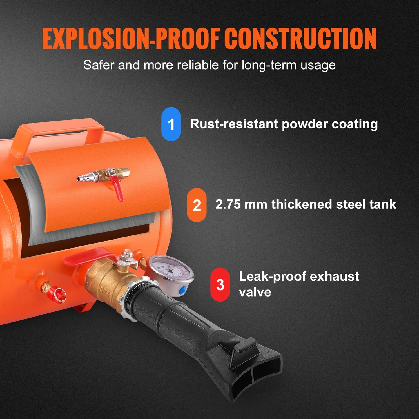 SucceBuy Tire Bead Blaster 5Gallon/19L Capacity Includes Pressure Gauge & Handle 145 PSI Max Inflation Tank, for Car Truck ATV