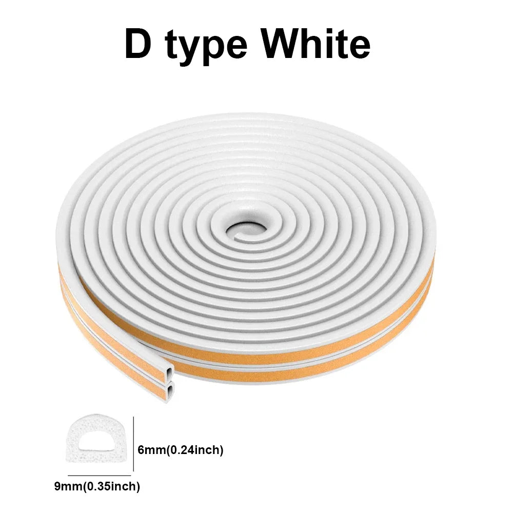 5m/10m DIEP Shape Door Seal Strip Self-adhesive Window WeatherStripping Insulation Noise Rubber Sealing Strip Draft Stopper Tape