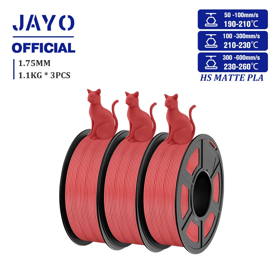 JAYO PLA Classic 1.75mm 3D Filament High Speed Matte PLA Filament For FDM 3D Printers 600mm/s High Speed Printing Materials