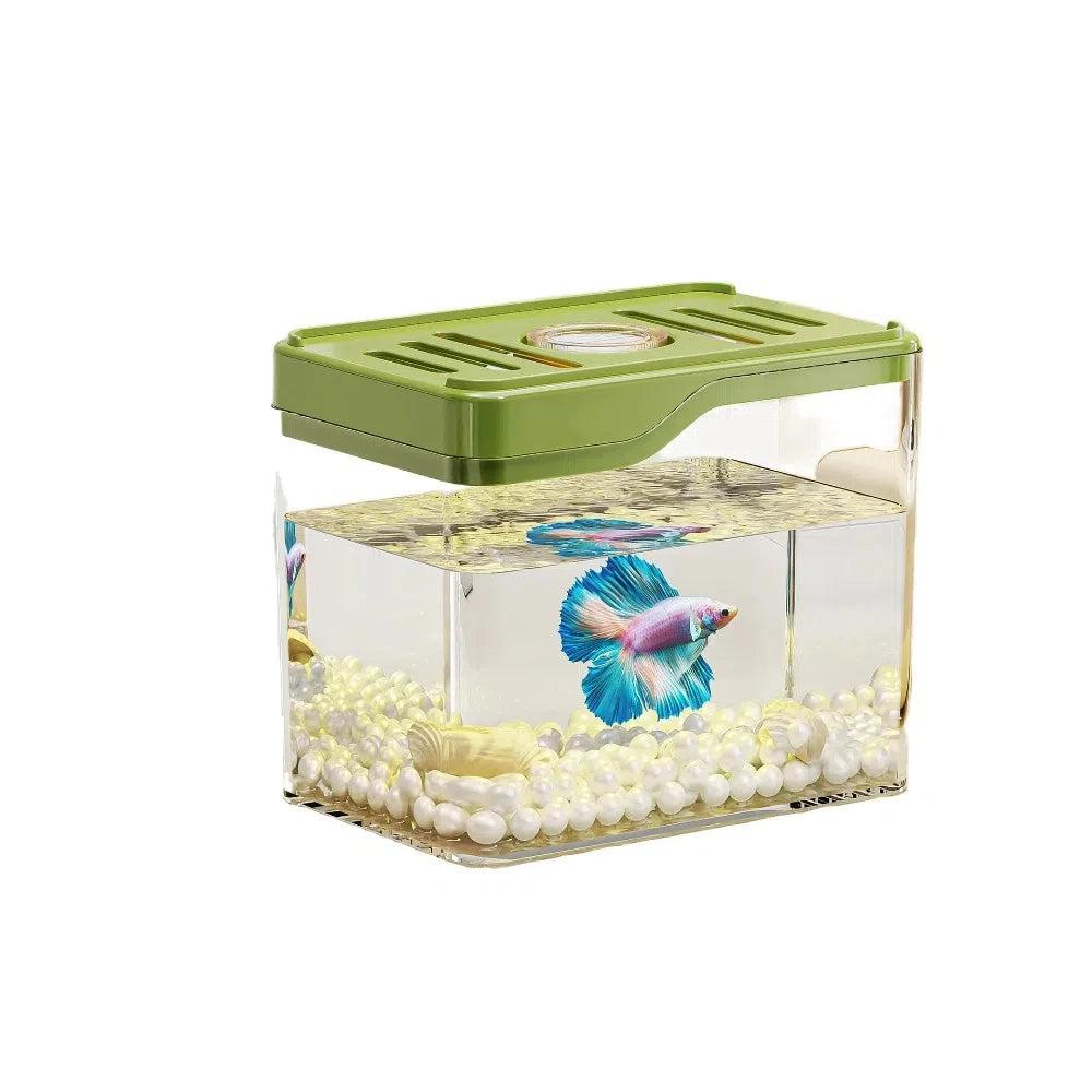 Transparent Mini Fish Tank Drop Resistant Shatterproof Turtle Tank Breathable Plastic Desktop Fish Tank Living Room