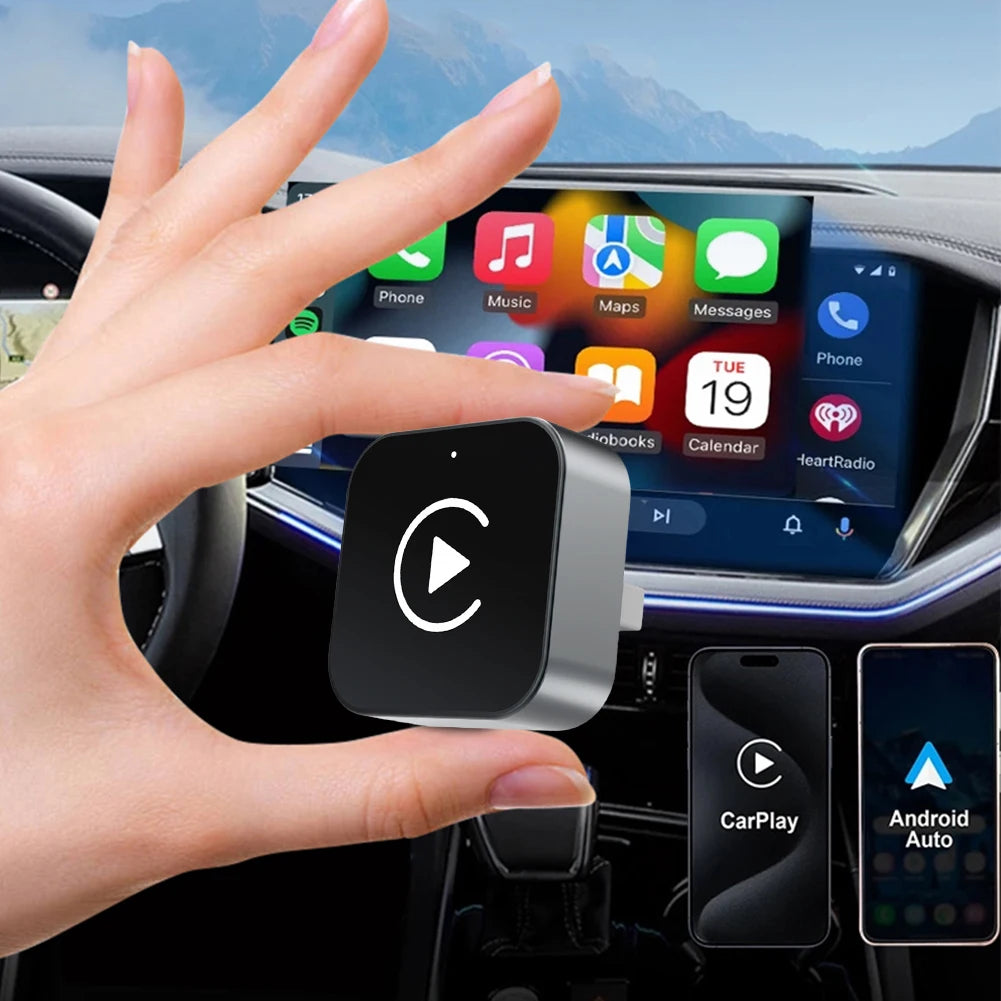 2 in 1 Wireless CarPlay Android Auto Adapter Carplay AI Box Auto Connect Wireless CarPlay Adapter for Factory Wired CarPlay Cars