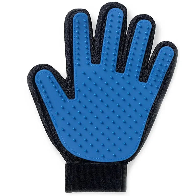 2-in-1 Pet Grooming Gloves, Silicone Deshedding Brush & Massager for Dogs Cats, Removes Loose Hair, Boosts Circulation, Bathing