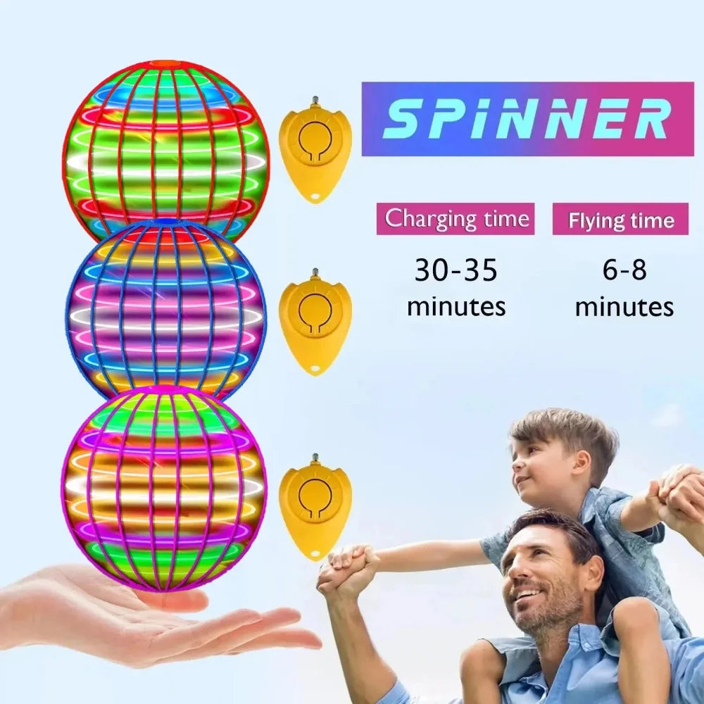 Flying Ball Children's Hand Controlled Color LED Cosmic Globe 360 °Rotating Suspension Ball Suitable for Indoor and Outdoor Toy