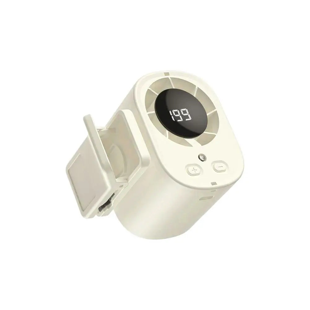 Portable USB Neck Fan Clip On Waist Hanging Mini Air Cooler Outdoor Digital Display Strong Cool Wind Multi Function Battery Fan