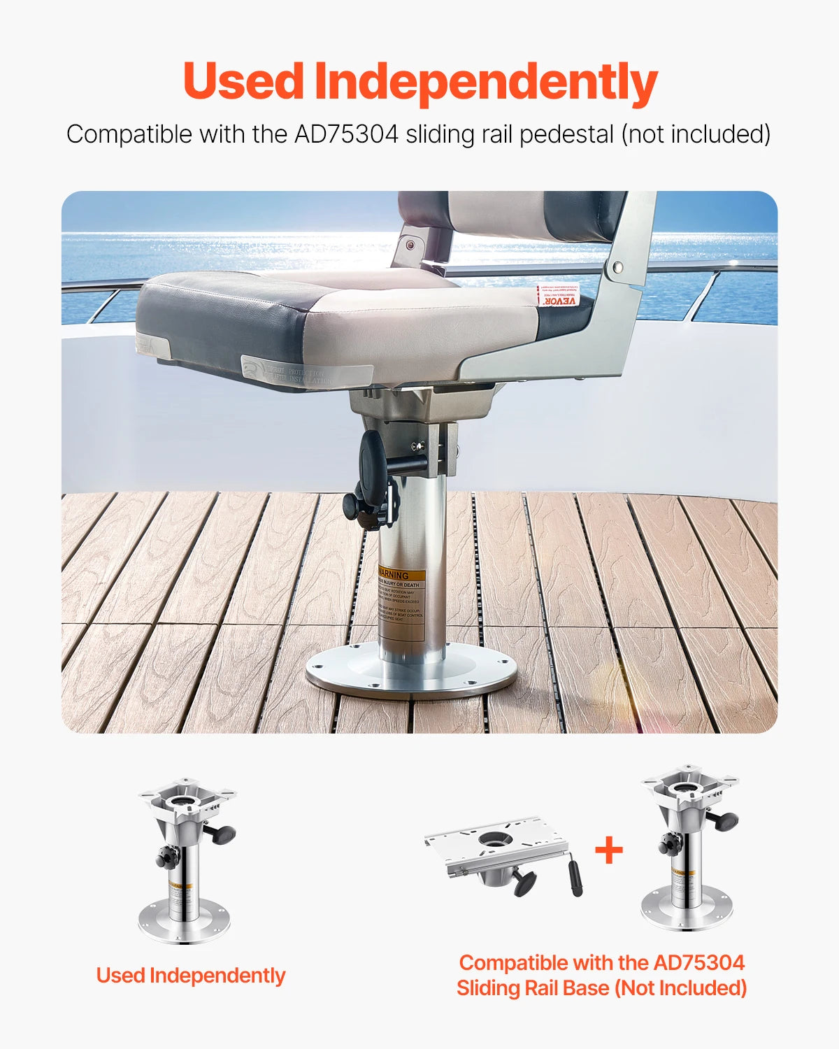 SucceBuy Boat Seat Pedestal, Aluminum Alloy Boat Chair Base with Locking Design, Waterproof & Rustproof Fit for Fishing &Boating