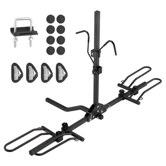 SucceBuy Hitch Mount Bike Rack 2-Bike Platform Style 160 LBS Bike Rack Hitch Titling and Folding Bike Carrier for Car