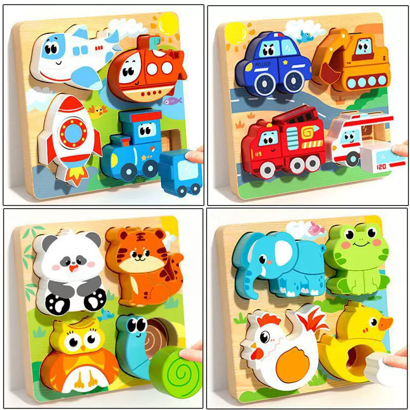 Wooden Puzzle Montessori Toys for Baby 1 2 3 Years Old Kids Alphabet Number Shape Matching Games Children Early Educational Toys