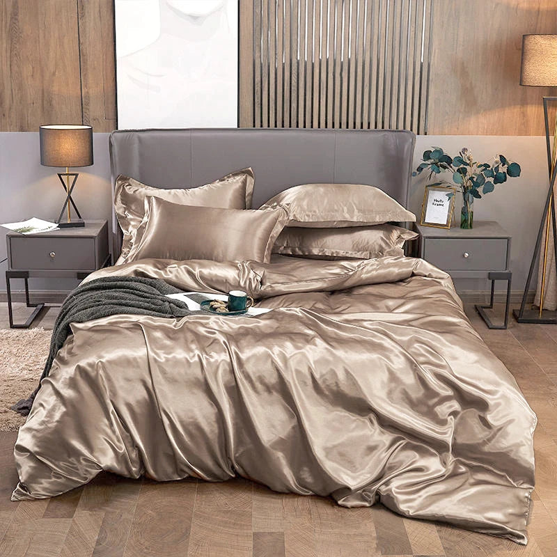 Summer Smooth Satin Duvet Cover No Pillowcases Comfy Shiny Couple Bed Quilt Cover Nordic Double Bed Sheet 150 220x240