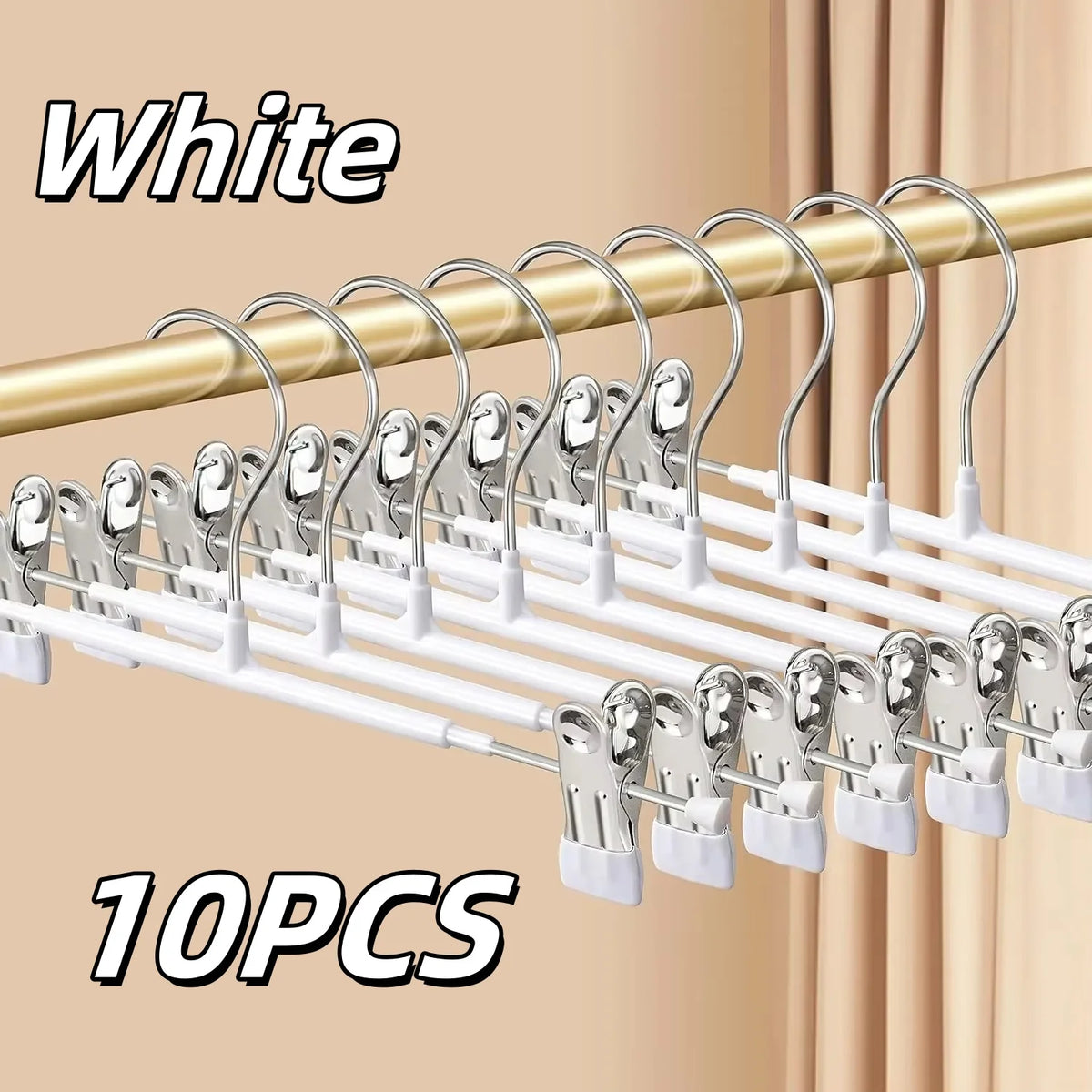 5/10PC Pants Hangers with Clips Multifunctional Adjustable Clip Clothes Rack Non-Slip Trousers Hanger for Jeans Closet Organizer