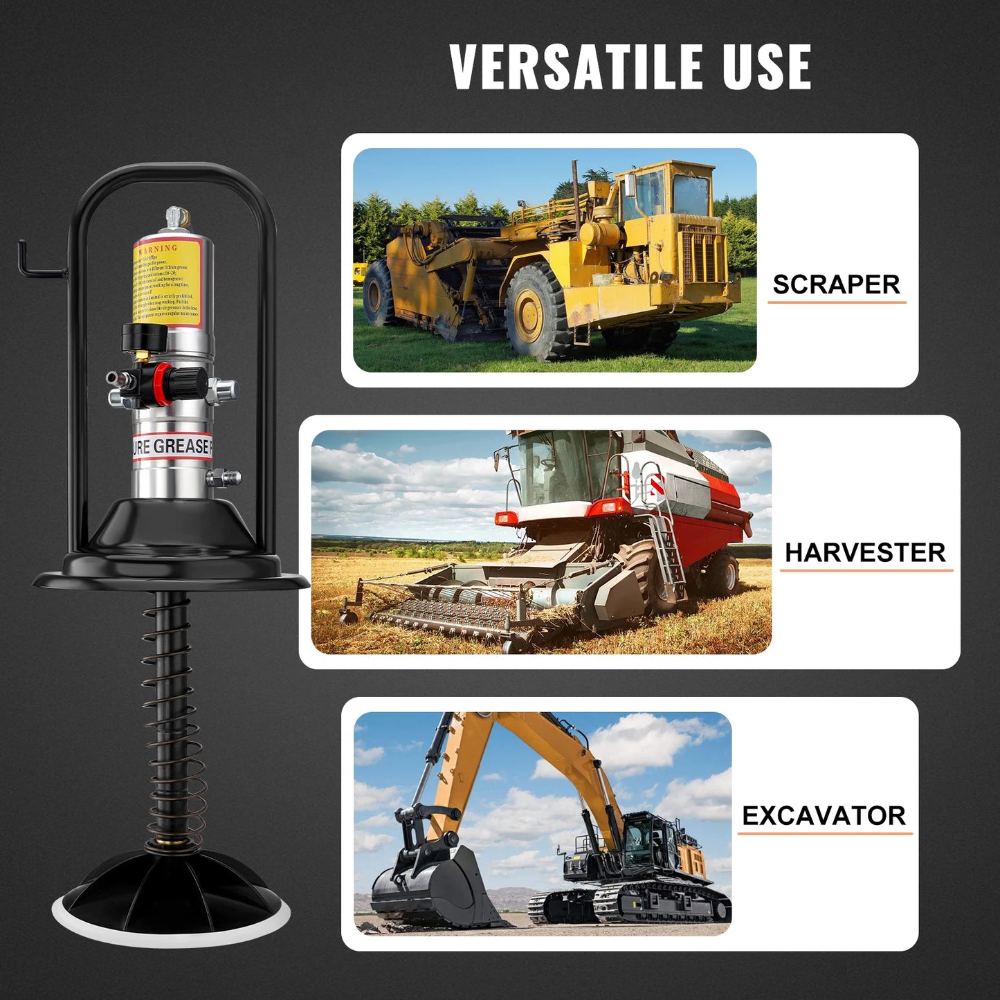 SucceBuy Grease Pump 50:1 Pressure Ratio Air Operated with 13 ft Hose Barrel Cap and Lubrication 360° Grease Gun Head for Cars