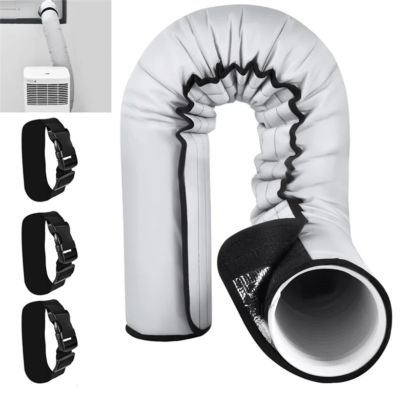 AAAN-Portable Air Conditioner Hose Cover For 5" & 5.9" Diameter Easy Installation For Heat Reduction AC Hose Insulated Cover Wra